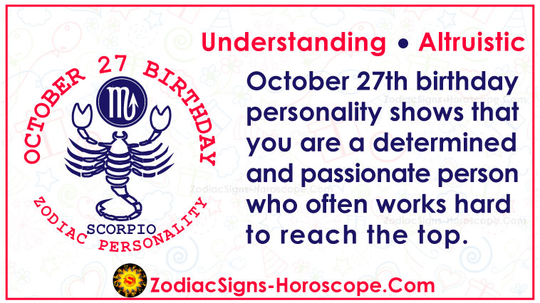 October 27 Zodiac (Scorpio) Horoscope Birthday Personality and Lucky Things