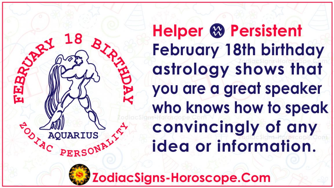 February 18 Zodiac (Aquarius) Horoscope Birthday Personality and Lucky