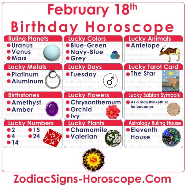 February 18 Zodiac (Aquarius) Horoscope Birthday Personality and Lucky ...